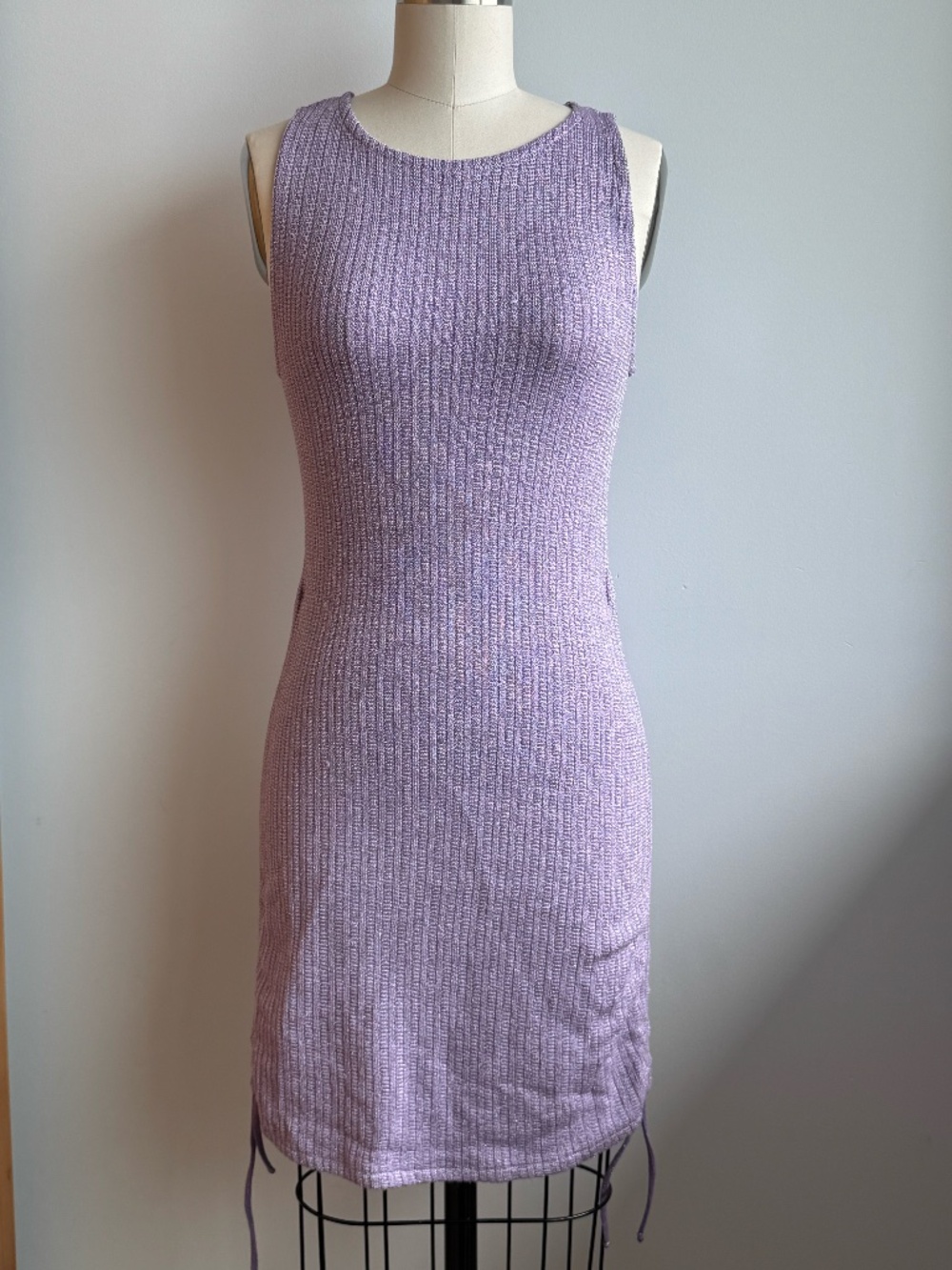 Saint Barth Lavender Metallic Ruched Knit Mini Dress